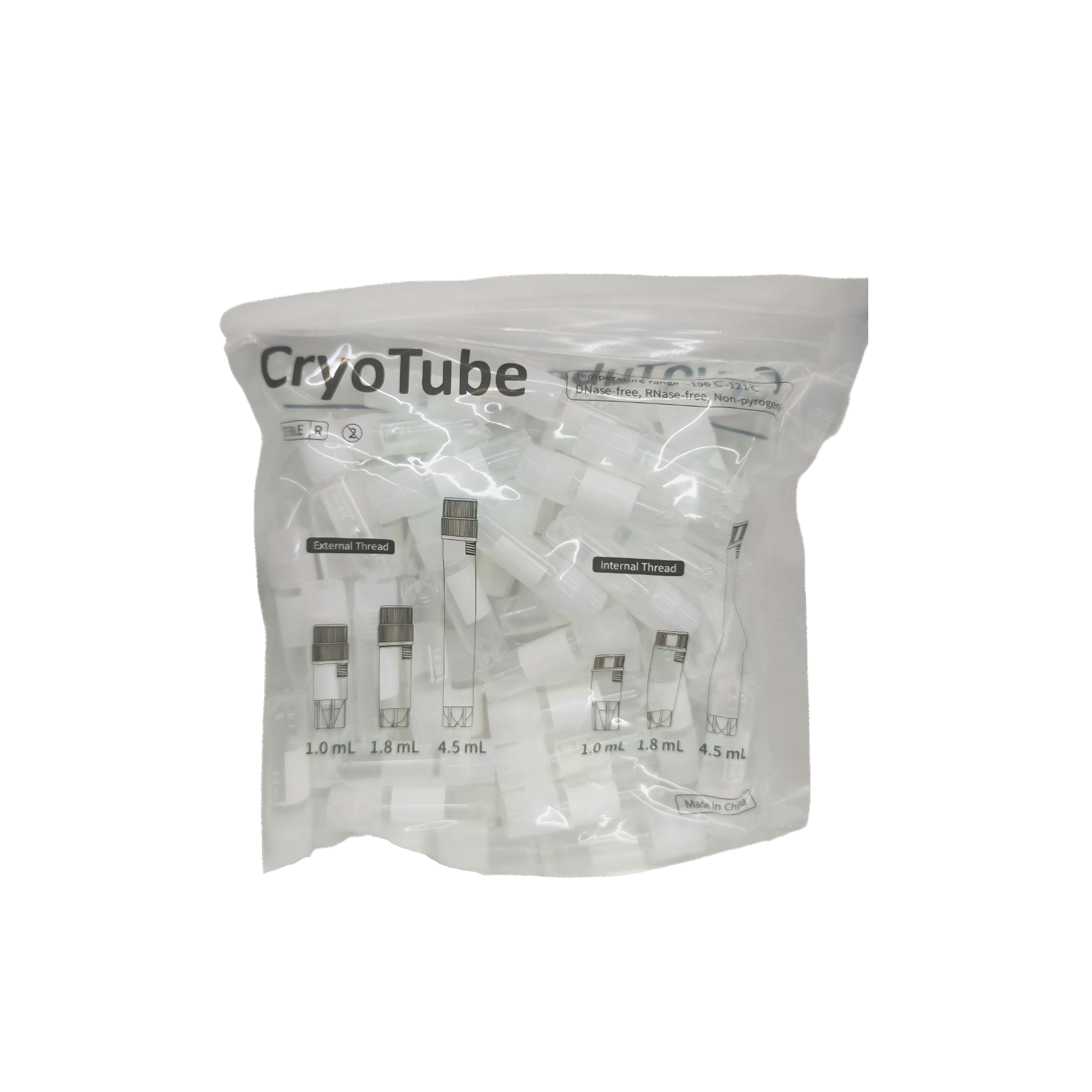 1.8mL外旋冻存管，管盖一体，袋装灭菌，透明（货号：DCGW018）